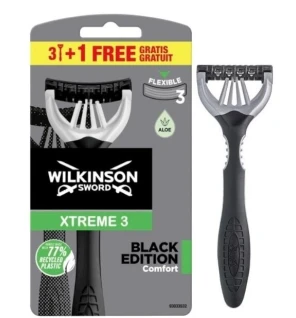Wilkinson Sword Rasoio usa e getta per uomo Xtreme 3 Black Edition Comfort 3+1 pz uomo