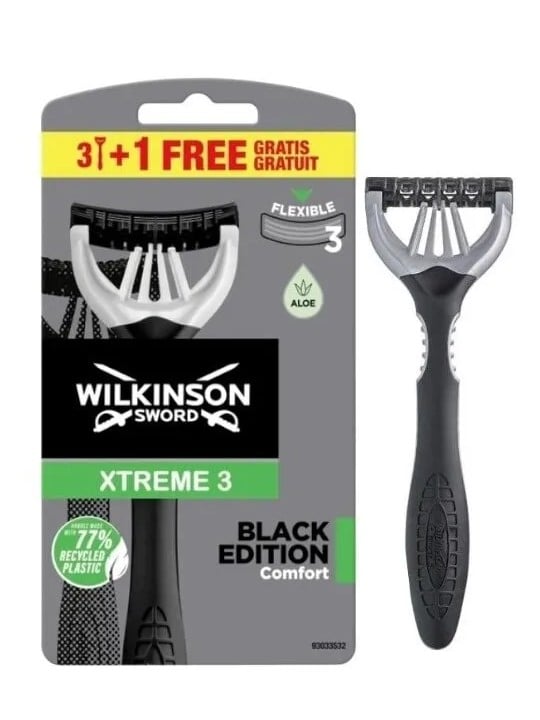 Wilkinson Sword Rasoio usa e getta per uomo Xtreme 3 Black Edition Comfort 3+1 pz uomo