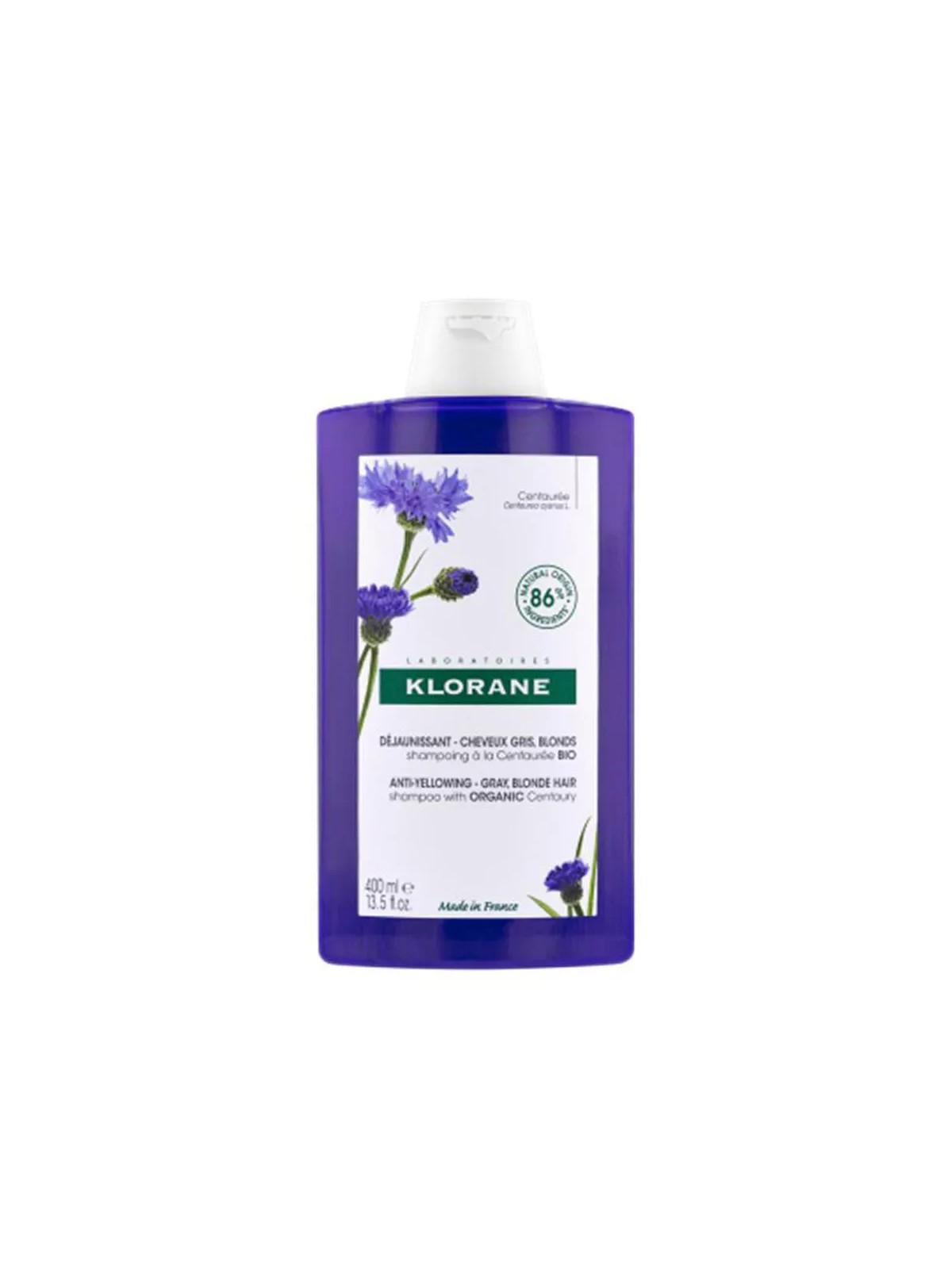Klorane A LA CENTAUREA BIO shampoo antigiallo per capelli grigi e biondi 400ml unisex