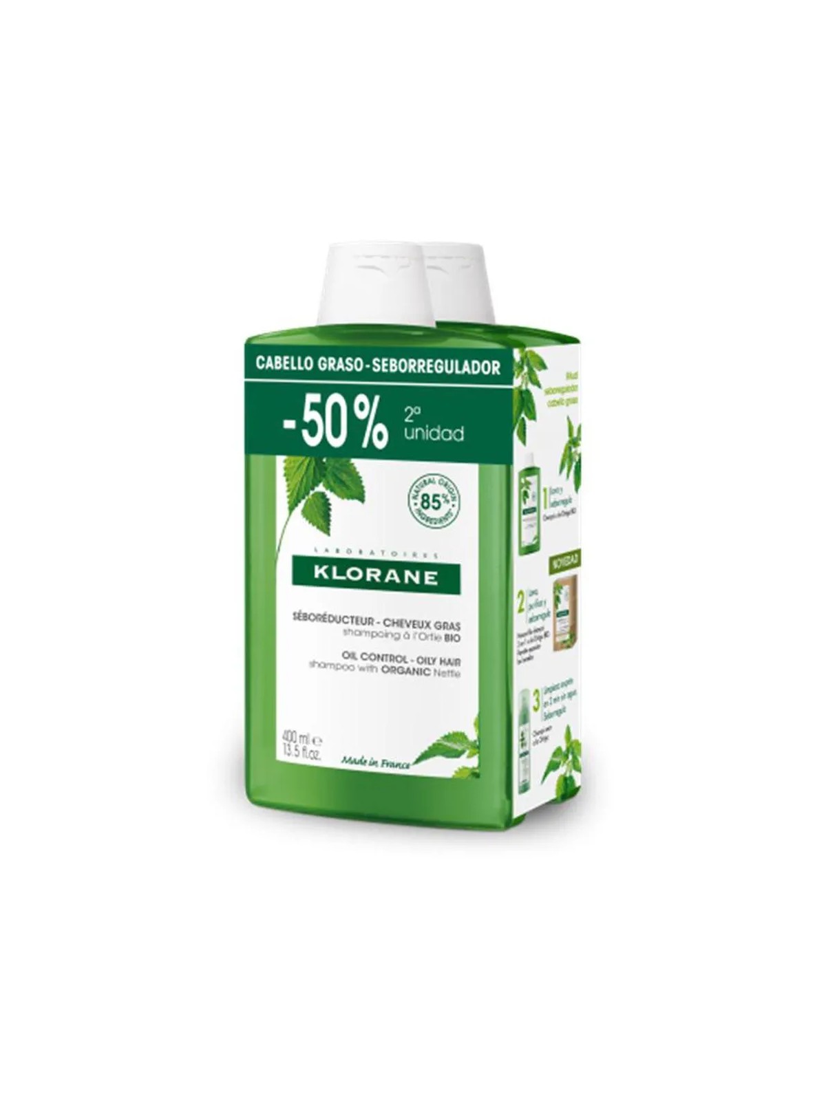 Klorane A LA ORTIGA BIO Sebum-Regulating Shampoo Duo 2 x 400ml