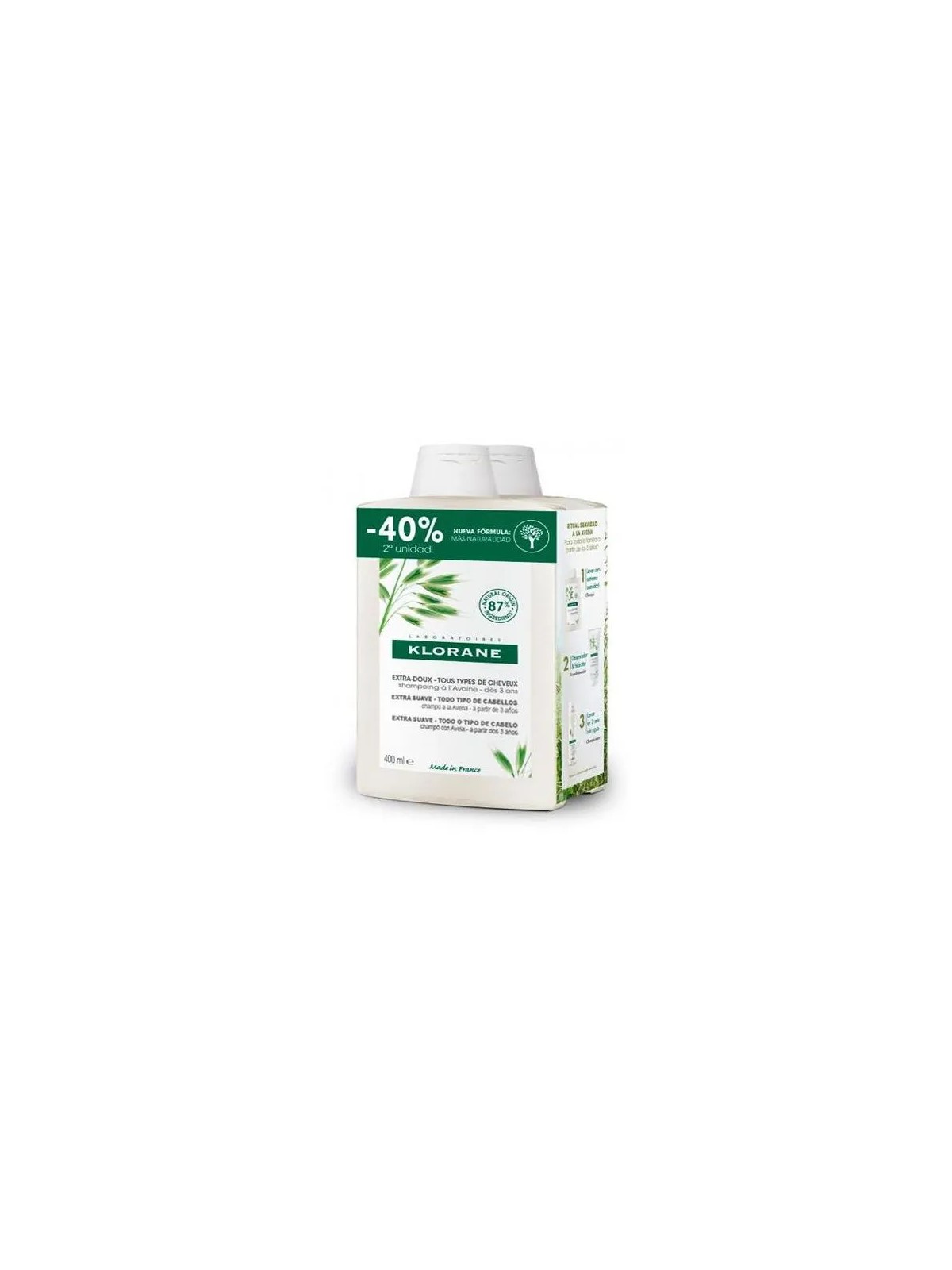Klorane Shampoo Latte d'Avena Delicato Duo 2 x 400ml - Unisex 400ml