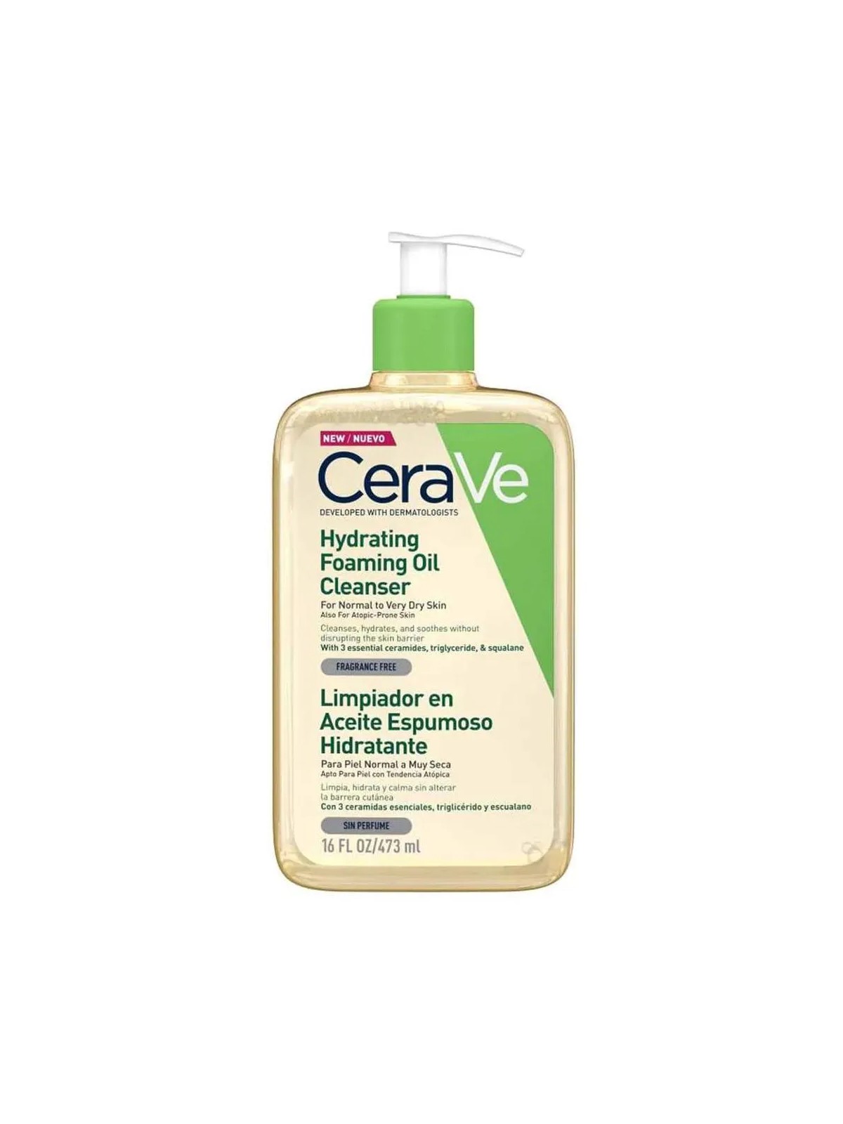 CeraVe Hydrating Foaming Oil Cleanser unisex 473ml For Normal To Very Dry Skin-Fragrance Free