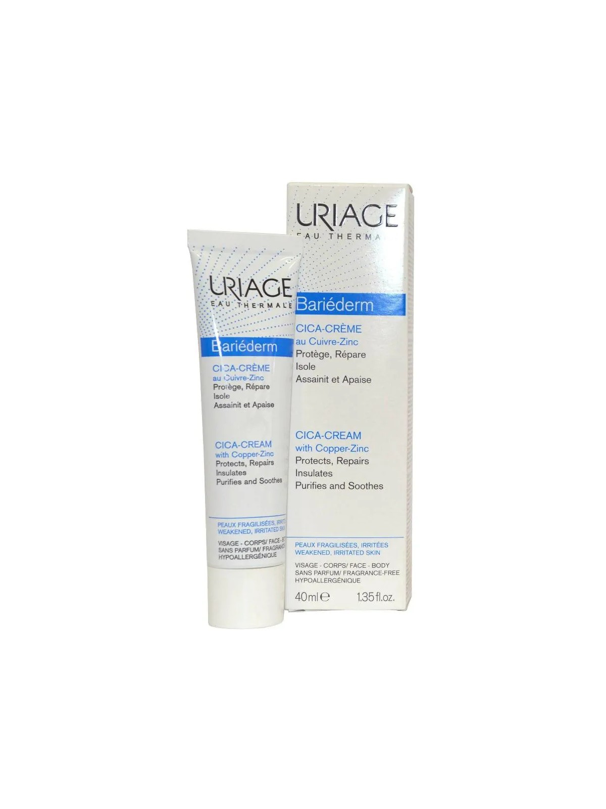 Uriage Crema riparatrice contenente rame e zinco Bariderm Cica Repairing CicaCream With CuZn unisex 40ml