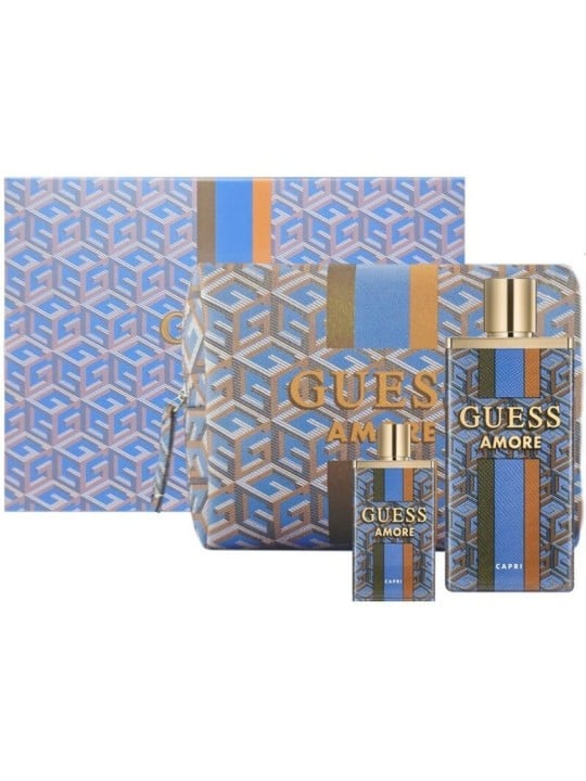 Guess Amore Capri Set regalo eau de toilette 100ml, eau de toilette miniatura 7,5ml e cosmetico taka unisex