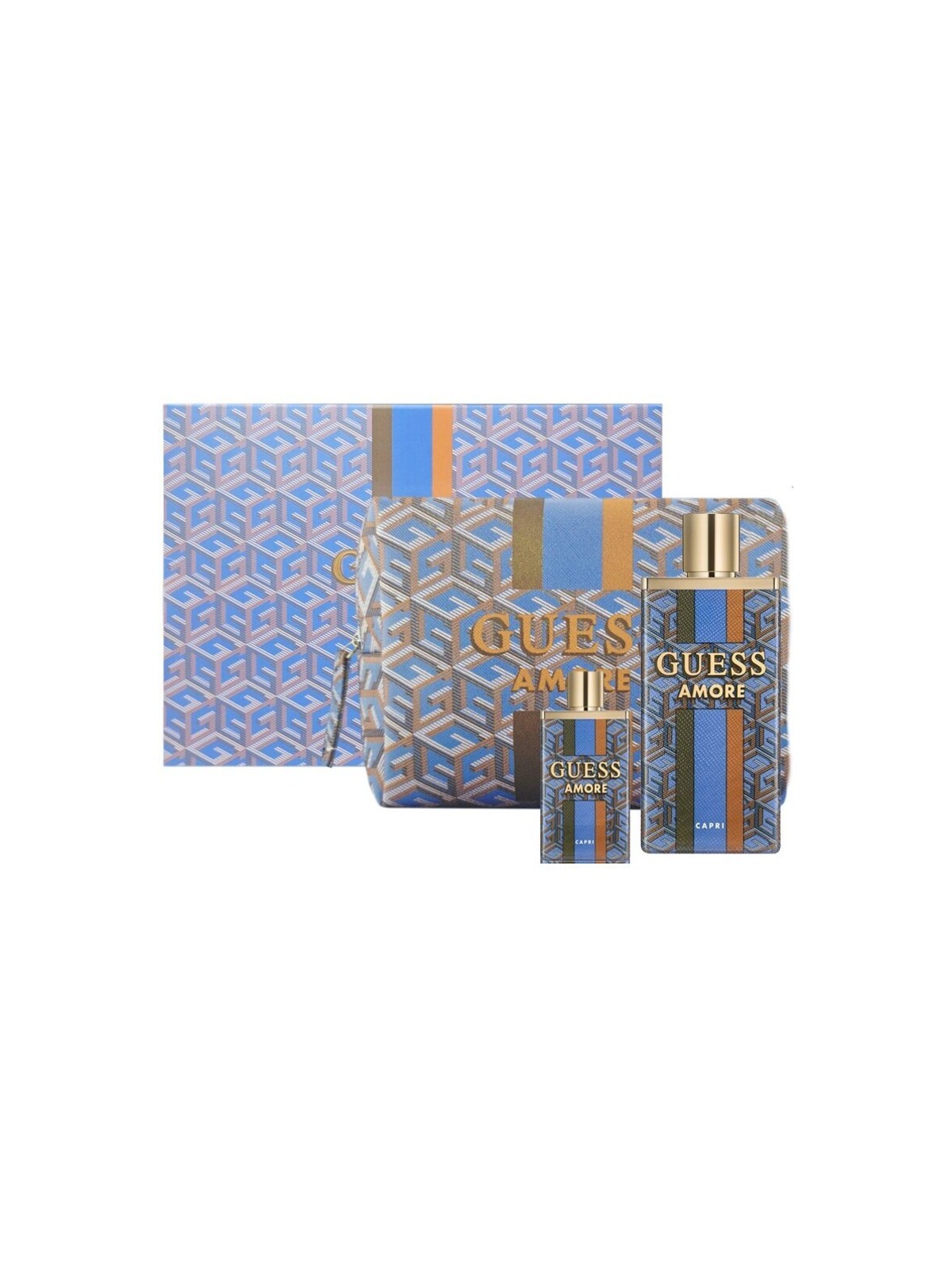 Guess Amore Capri Set regalo eau de toilette 100ml, eau de toilette miniatura 7,5ml e cosmetico taka unisex