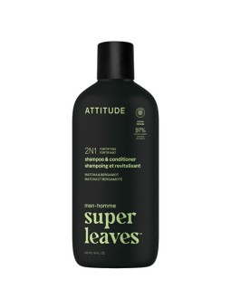 Attitude Super Leaves Matcha & Bergamot Shampoo & Conditioner - Shampoo e balsamo rinforzante 2 in 1 per uomo 415 ml uomo