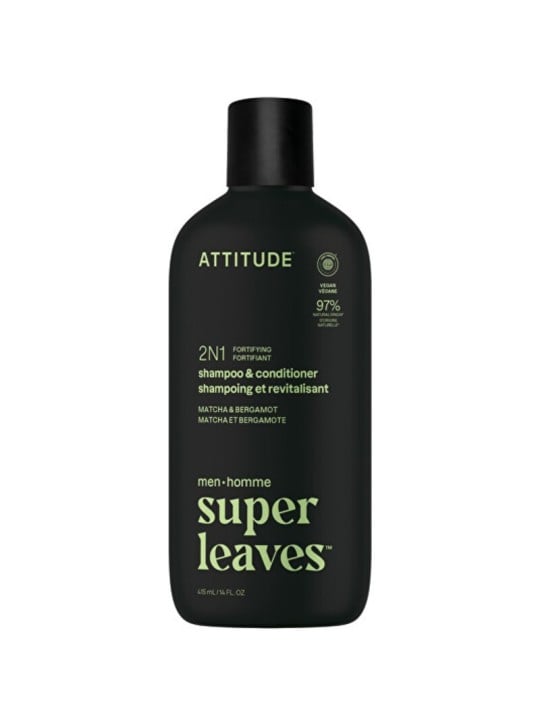 Attitude Super Leaves Matcha & Bergamot Shampoo & Conditioner - Shampoo e balsamo rinforzante 2 in 1 per uomo 415 ml uomo
