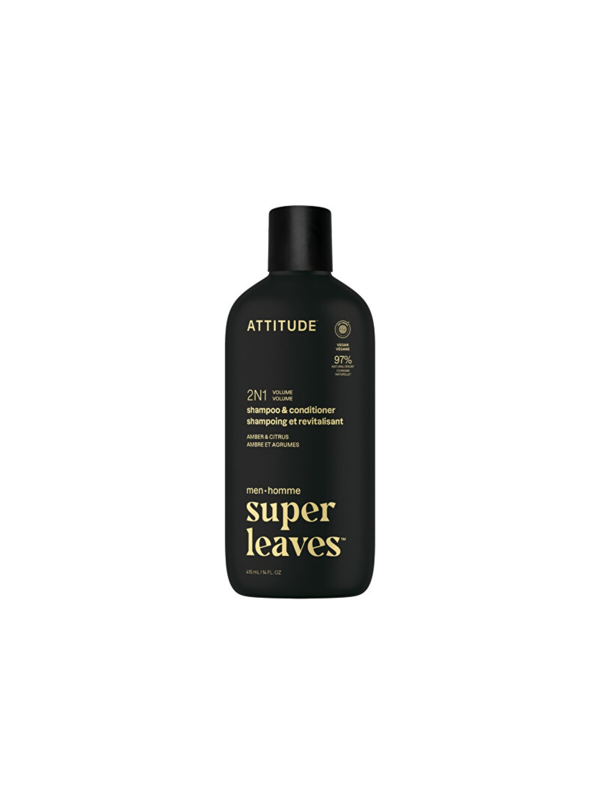 Attitude Super Leaves Amber & Citrus Shampoo & Conditioner - Shampoo e balsamo da uomo per volume 2 in 1 415ml uomo