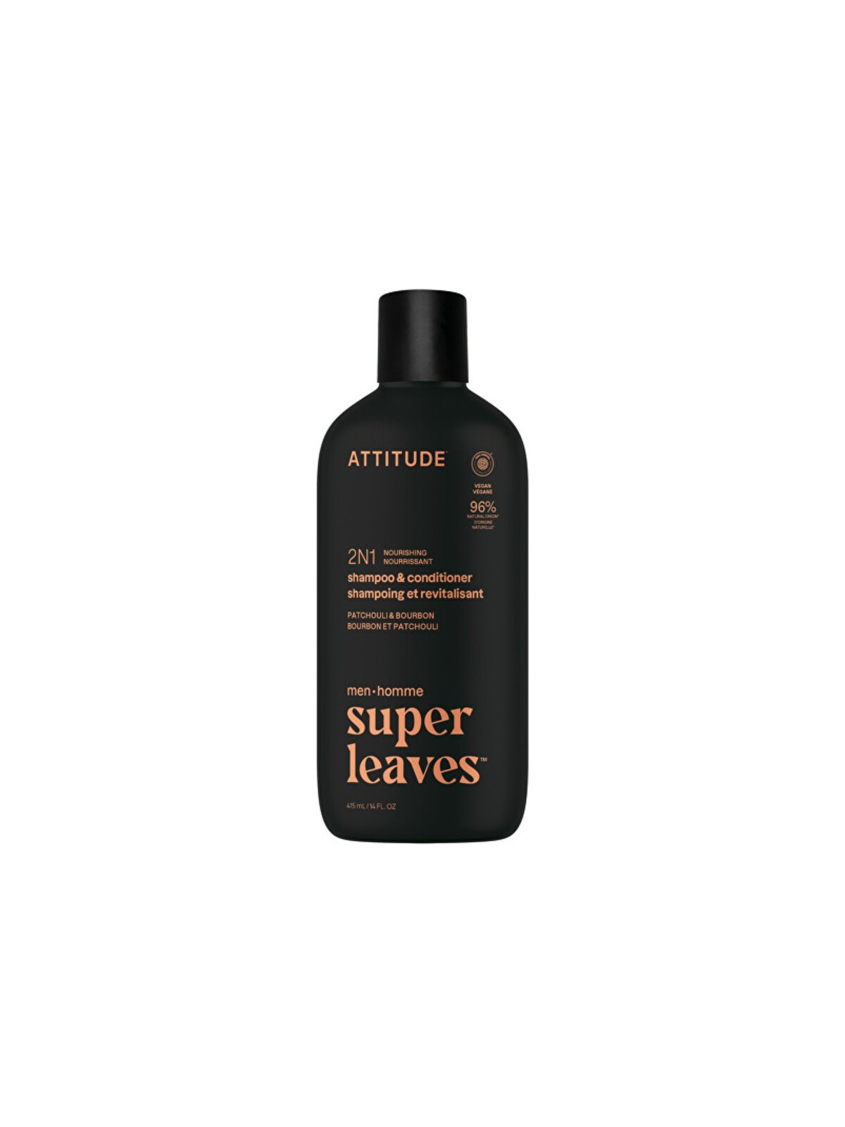 Attitude Super Leaves Patchouli & Bourbon Shampoo & Conditioner - Shampoo e balsamo 2 in 1 per uomo 415 ml uomo