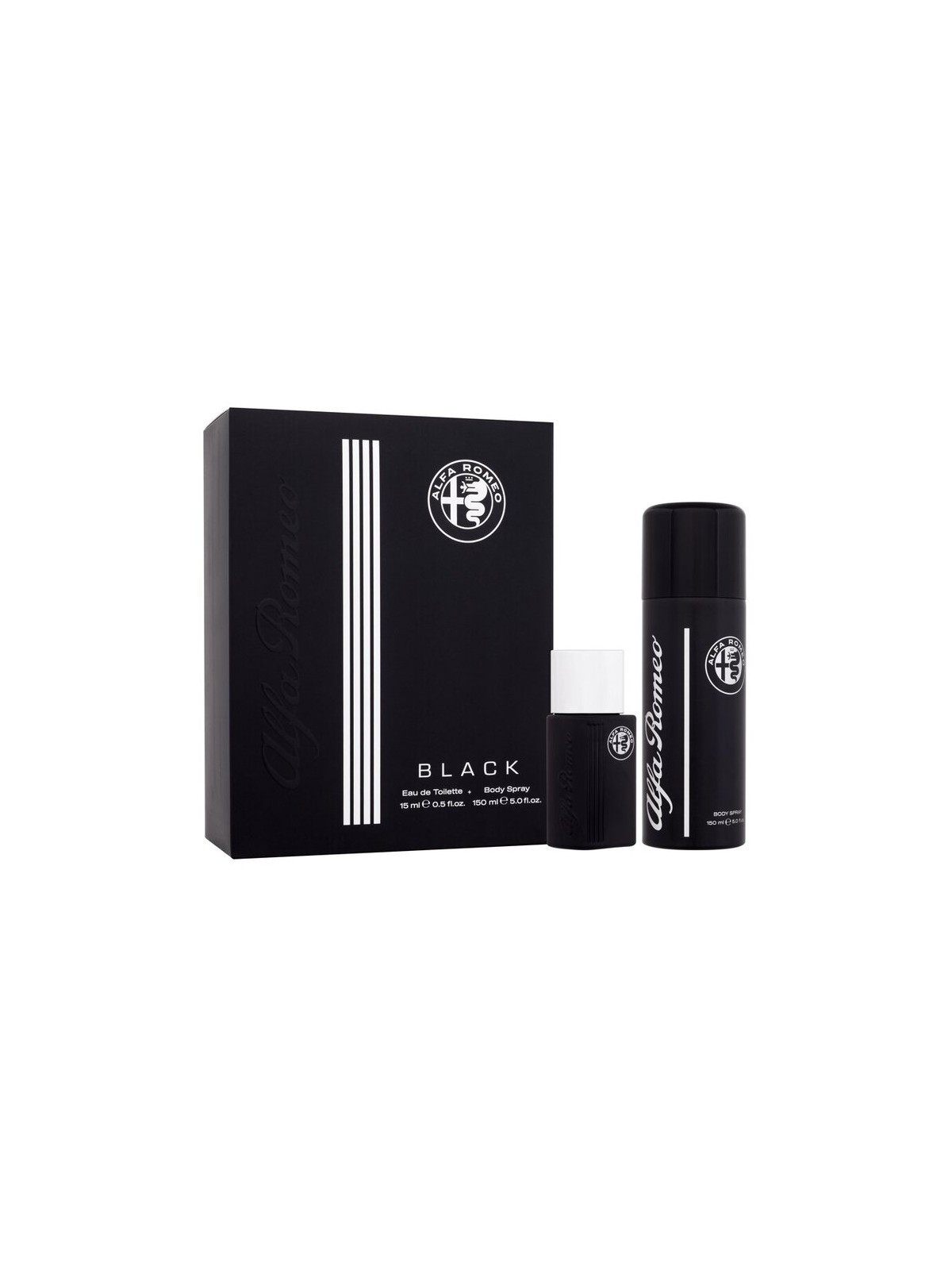 Alfa Romeo Black Gift Set eau de toilette 15ml e Body Spray 150ml uomo
