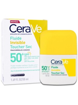 CeraVe Dry Touch Fluido Protezione Solare SPF 50+ - Fluido protettivo opacizzante 50ml donna