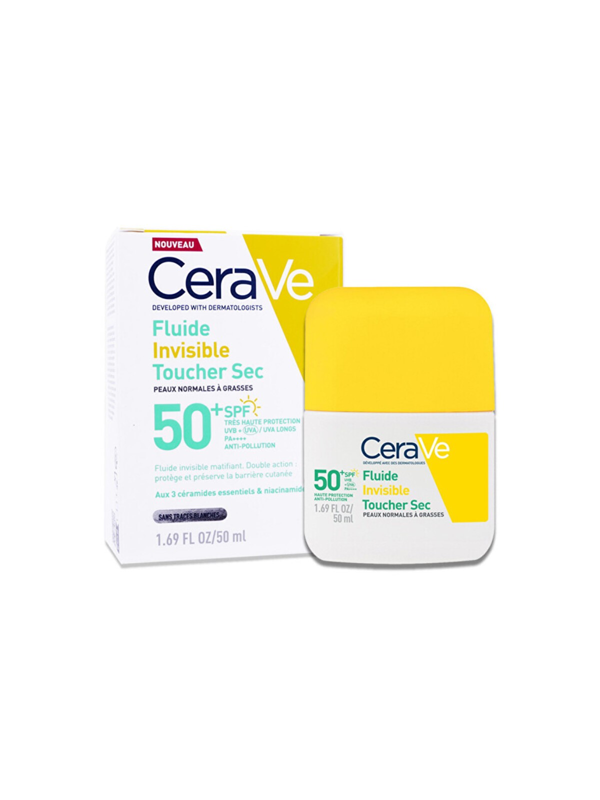 CeraVe Dry Touch Fluido Protezione Solare SPF 50+ - Fluido protettivo opacizzante 50ml donna