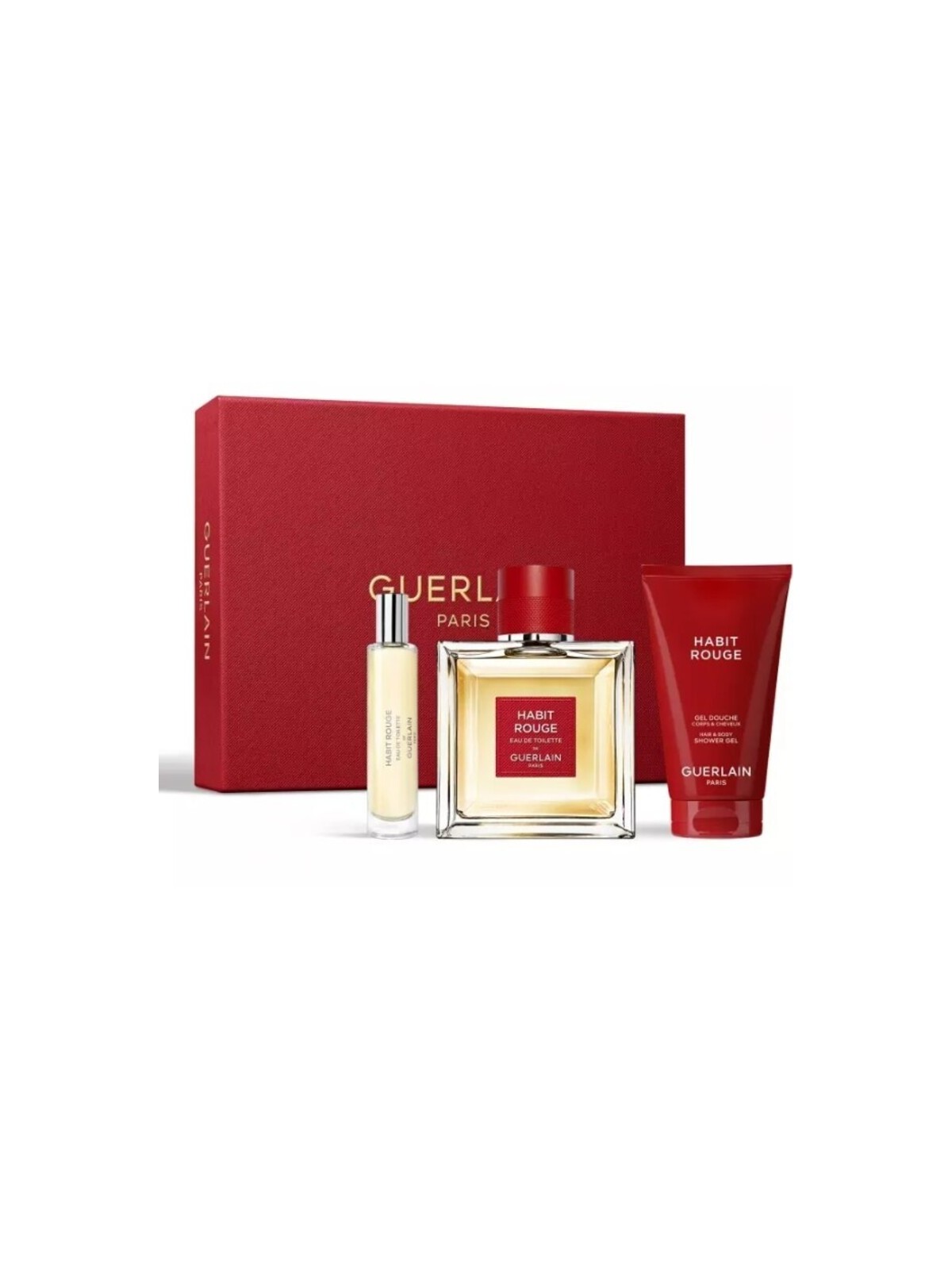 Guerlain Habit Rouge Set regalo eau de toilette 100ml, gel doccia 75ml e miniatura eau de toilette 10ml uomo