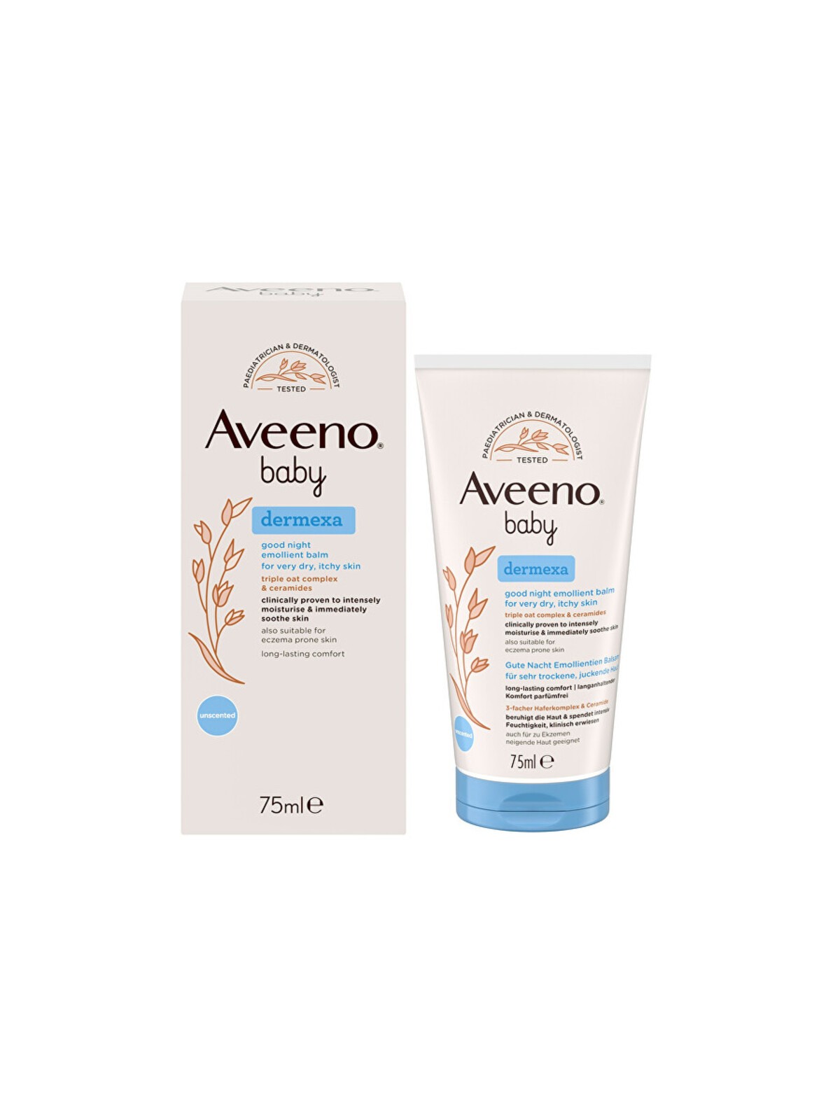 Aveeno Baby Dermexa Balsamo Emolliente - Balsamo emolliente per la buona notte 75ml donna