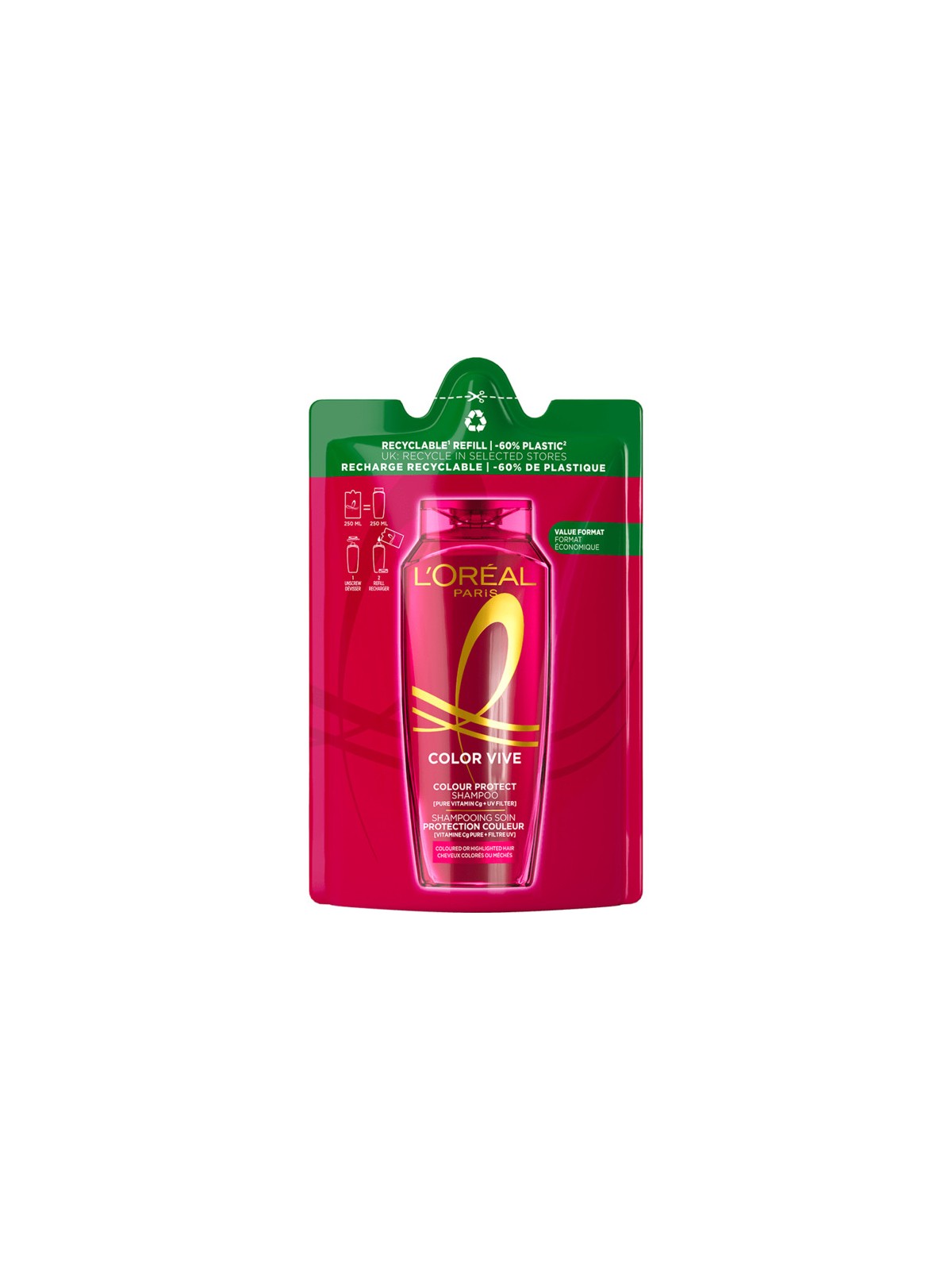 L'Oréal Professionnel Elseve Color-Vive Shampoo Protettivo - Ricarica shampoo per capelli colorati e con mèches 250ml donna