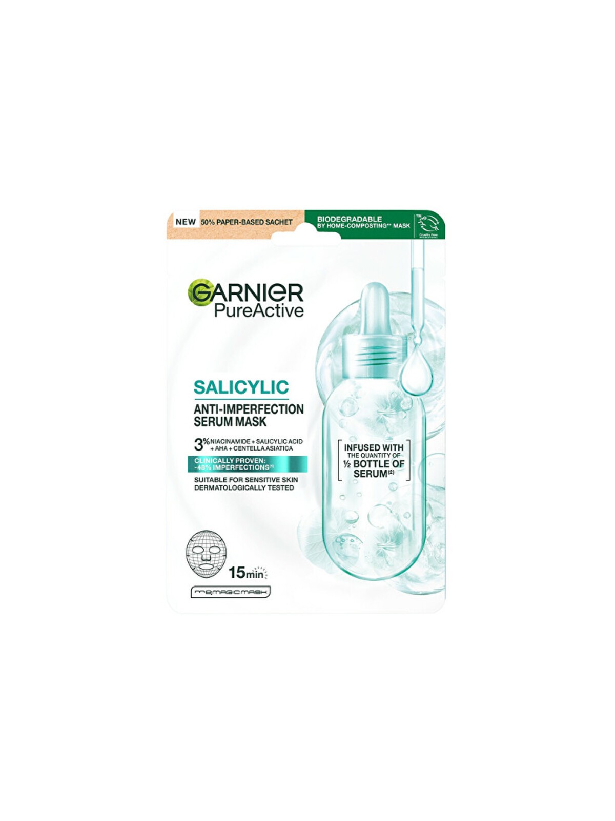 Maschera al siero salicilico GARNIER - Maschera contro le imperfezioni della pelle 1 pezzo donna