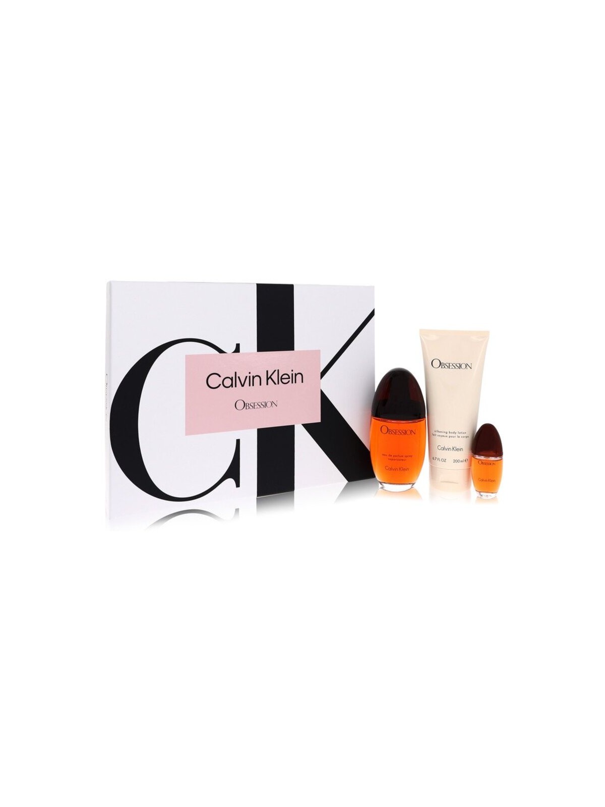 Cofanetto regalo Calvin Klein Obsession: eau de parfum 100ml, lozione corpo 200ml Obsession e miniparfum esclusivo donna.