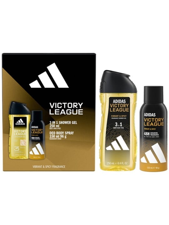 Set regalo Adidas Victory League con deodorante spray 150ml e gel doccia 250ml uomo