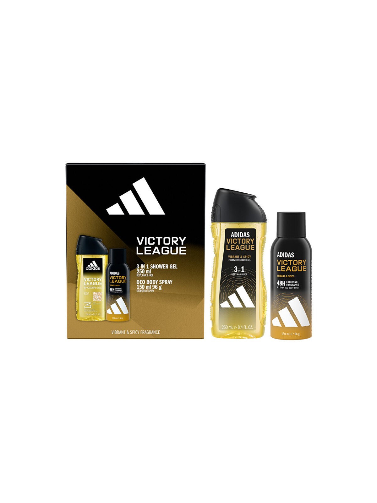 Set regalo Adidas Victory League con deodorante spray 150ml e gel doccia 250ml uomo