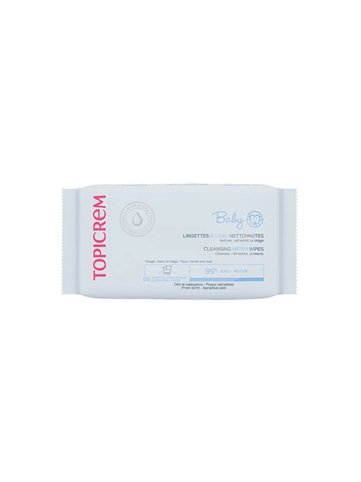 Salviette umidificate detergenti Topicrem Baby (60 pezzi) - Salviette umidificate per bambini