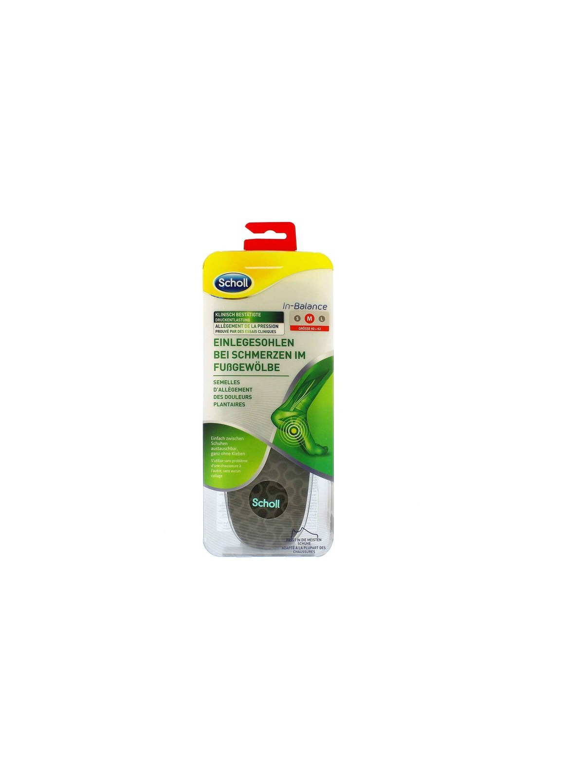 Soletta Scholl Scholl In-Balance per alleviare il dolore all'arco plantare, unisex, taglia piccola