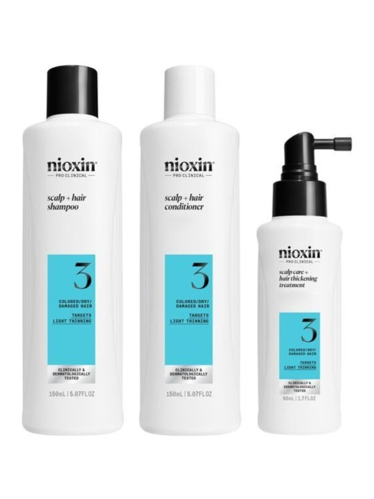 Set per la cura dei capelli Nioxin System 3 - Kit per la colorazione delicata dei capelli leggermente diradati da donna