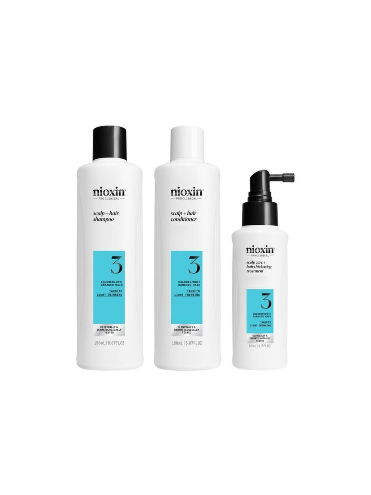 Set per la cura dei capelli Nioxin System 3 - Kit per la colorazione delicata dei capelli leggermente diradati da donna