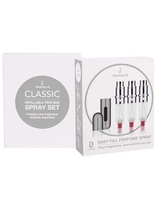 Set Travalo Classic HD con flacone ricaricabile da 3x5ml + custodia unisex argento