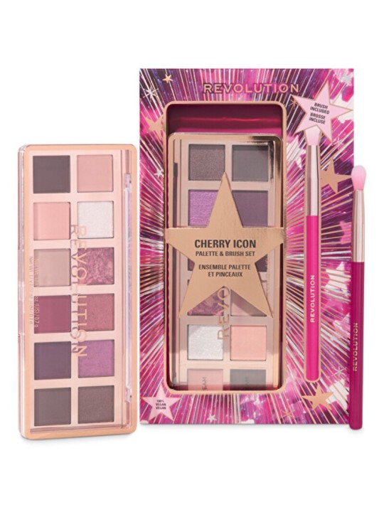Palette di ombretti e set di pennelli Makeup Revolution Cherie Icon - Set regalo donna