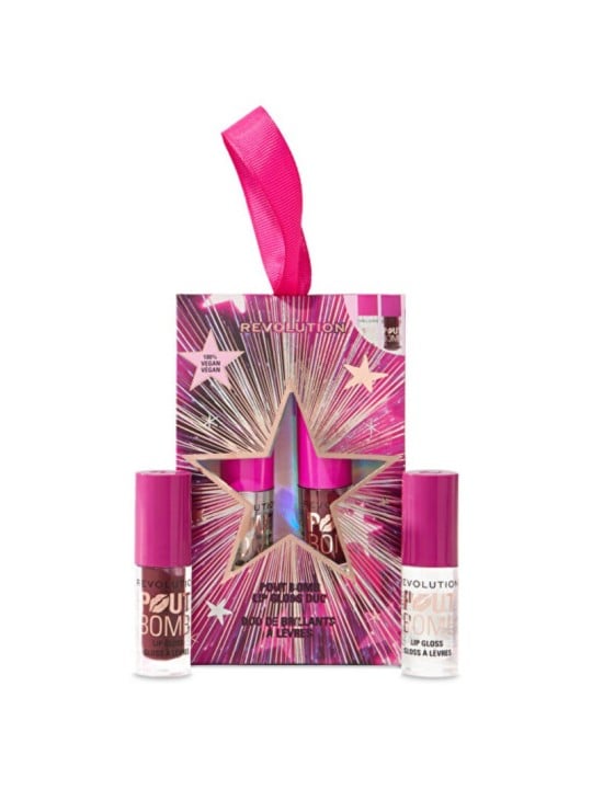 Set di mini lucidalabbra volumizzanti Makeup Revolution Pout Bomb, tonalità malva - Set regalo donna