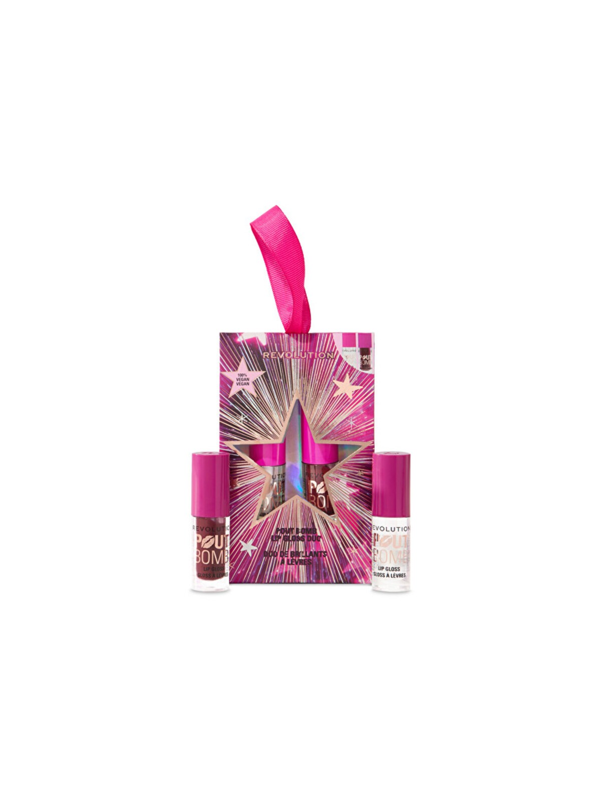 Set di mini lucidalabbra volumizzanti Makeup Revolution Pout Bomb, tonalità malva - Set regalo donna