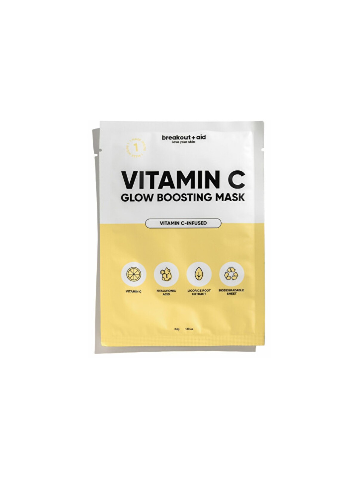 Maschera illuminante Breakout+aid C Glow Boosting Mask - Maschera illuminante con vitamina 34.0g donna