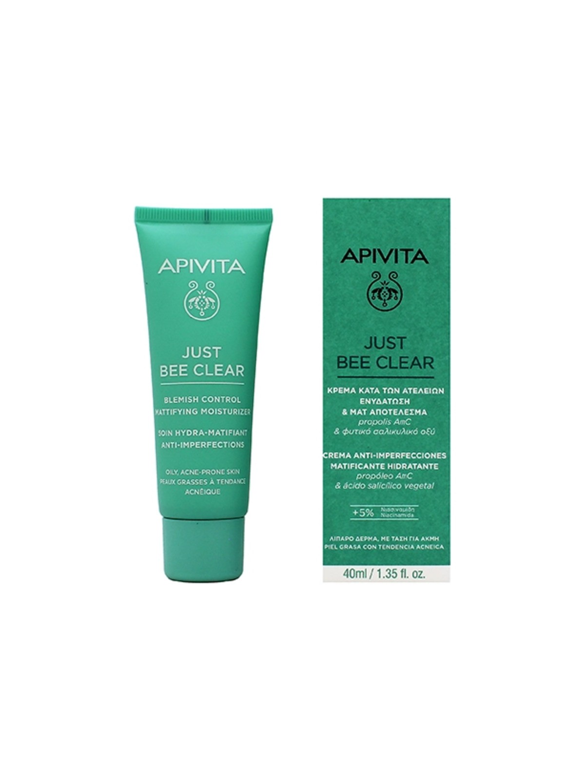 Apivita Just Bee Clear - Crema viso idratante con niacinamide 40ml unisex