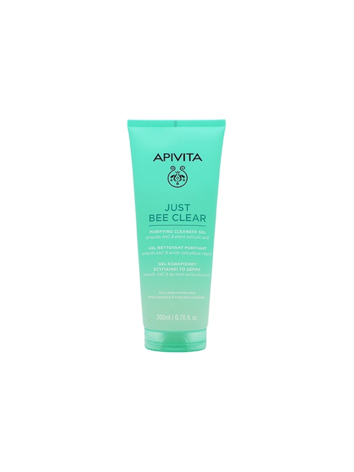 Apivita Just Bee Clear - gel detergente viso anti-acne 200ml unisex