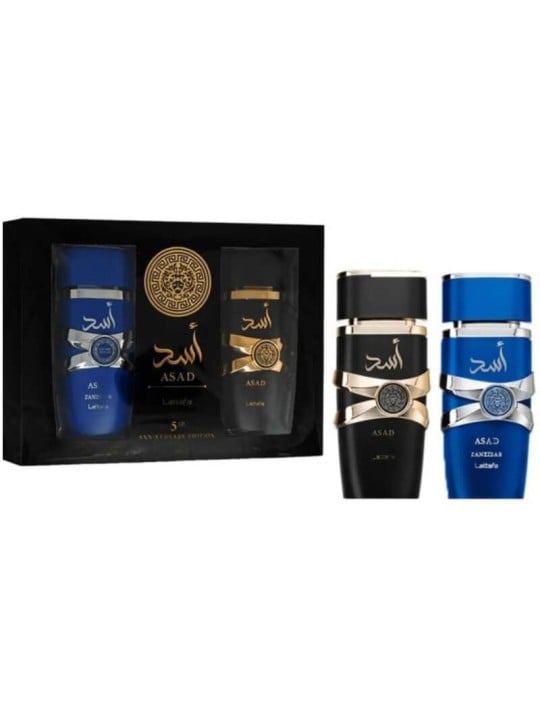Lattafa Perfumes Asad Set regalo Asad eau de parfum 100ml e Asad Zanzibar eau de parfum 100ml unisex