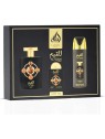 Lattafa Perfumes Al Qiam Gold Set regalo eau de parfum 100, deospray 200ml ed eau de parfum 20ml unisex