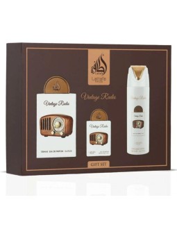 Lattafa Perfumes Pride Vintage Radio Set regalo eau de parfum 100ml, eau de parfum 20ml e spray corpo 200ml unisex