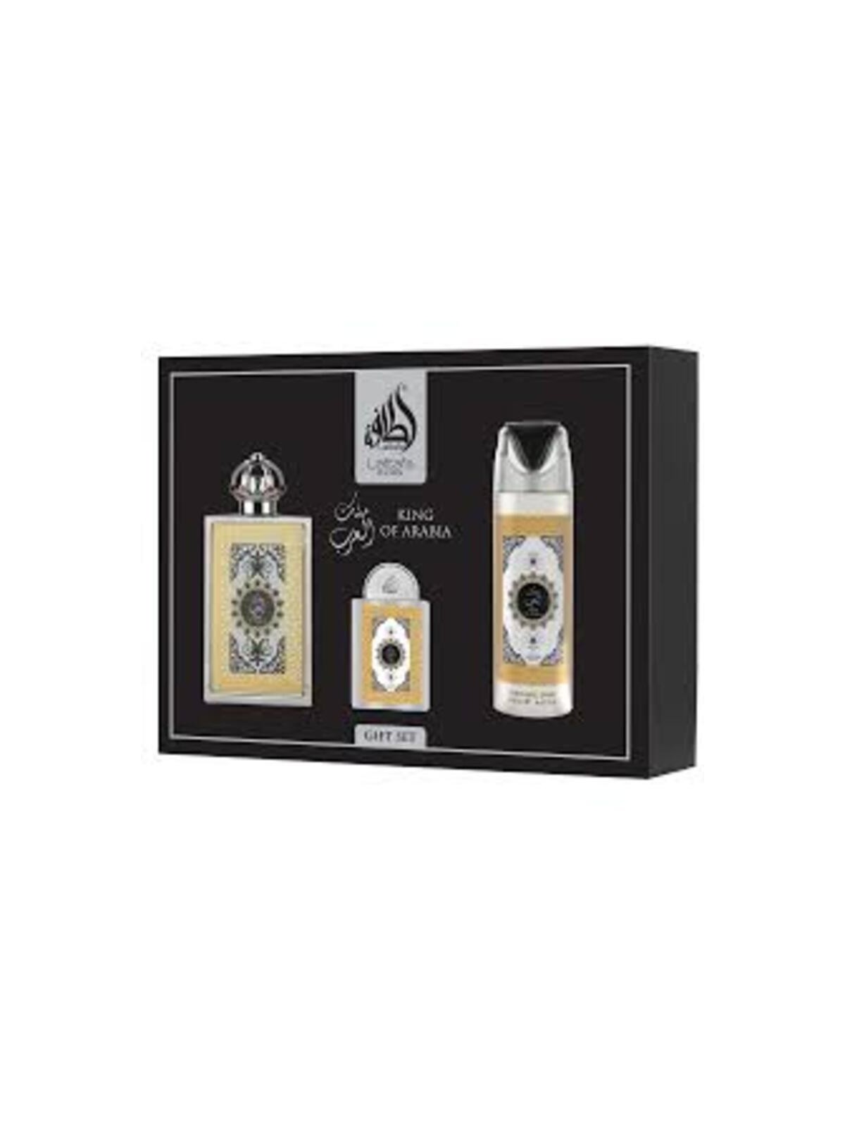 Lattafa Perfumes King Of Arabia Set regalo eau de parfum 100ml, deospray 200ml e eau de parfum 20ml donna