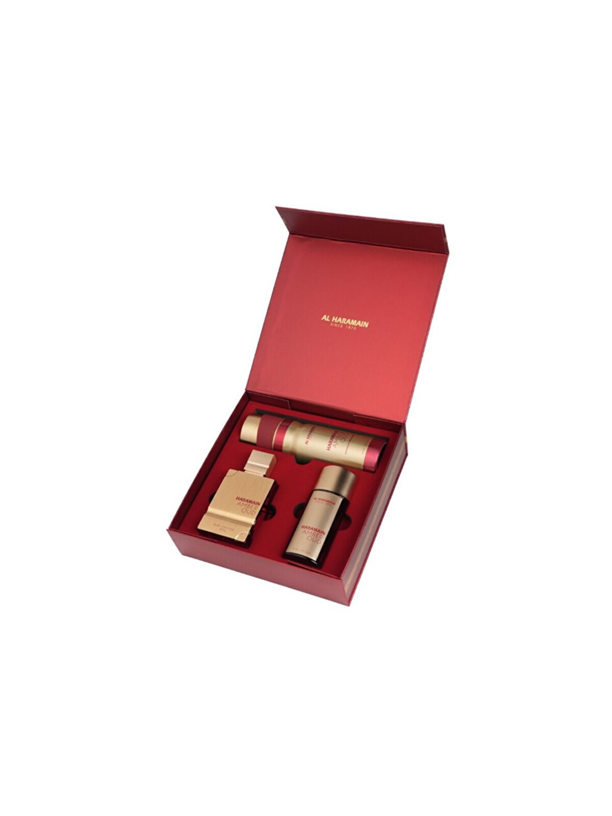 Al Haramain Amber Oud Ruby Edition Set regalo eau de parfum 75ml, eau de parfum 30ml e deospray 200ml unisex