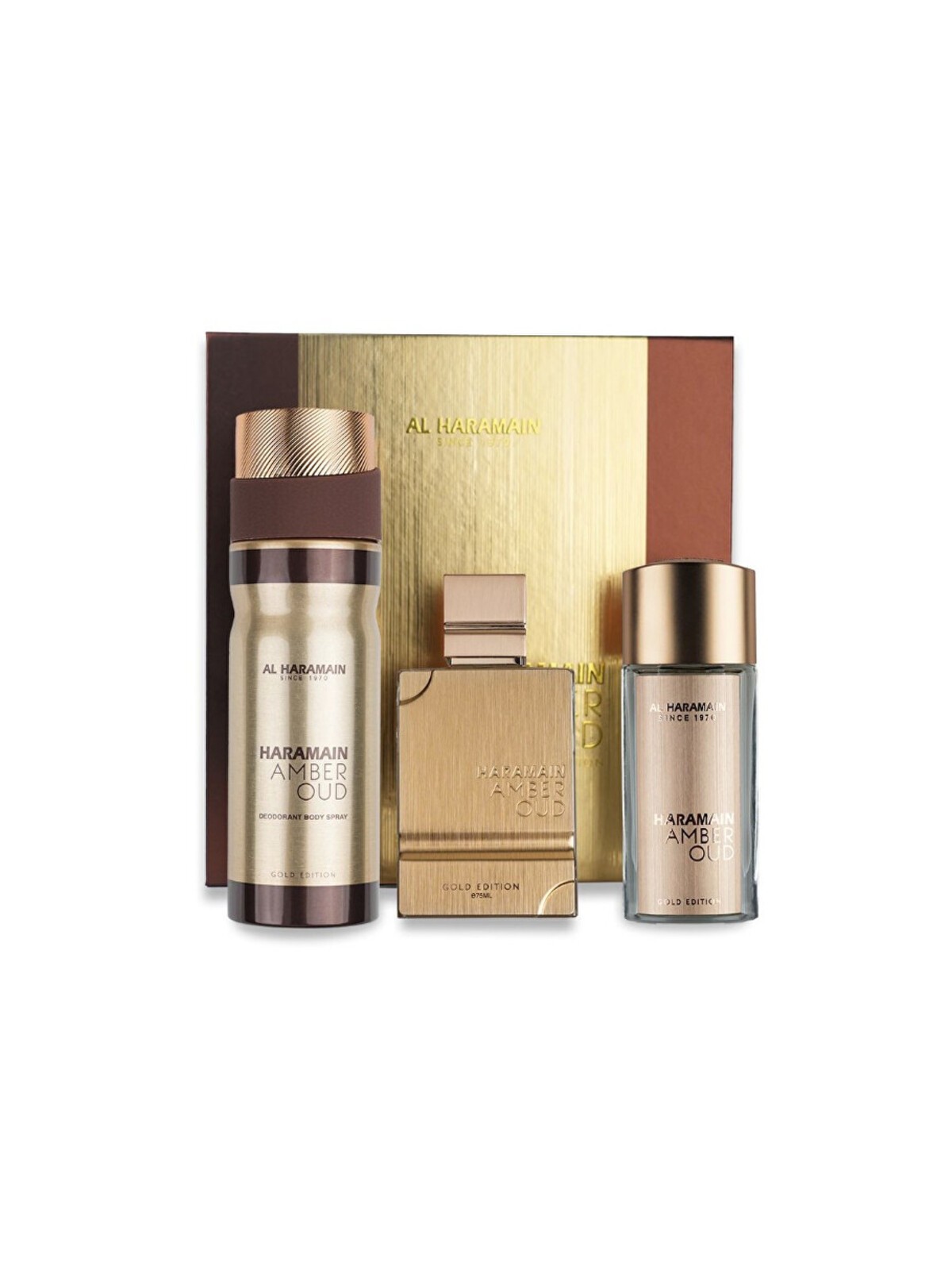 Al Haramain Amber Oud Gold Edition Extreme Set regalo Extrait de Parfum 75ml, extrait de parfum 30ml e body roll 250ml unisex