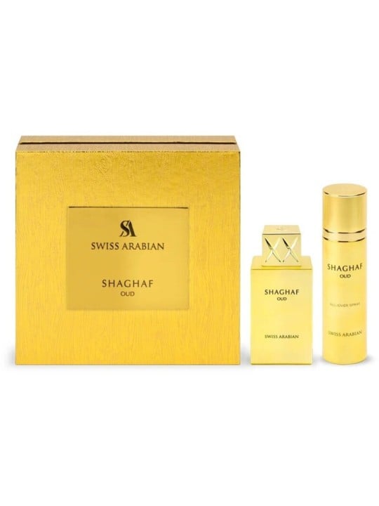 Cofanetto regalo Swiss Arabian Shaghaf Oud, eau de parfum 75ml e spray corpo 75ml unisex