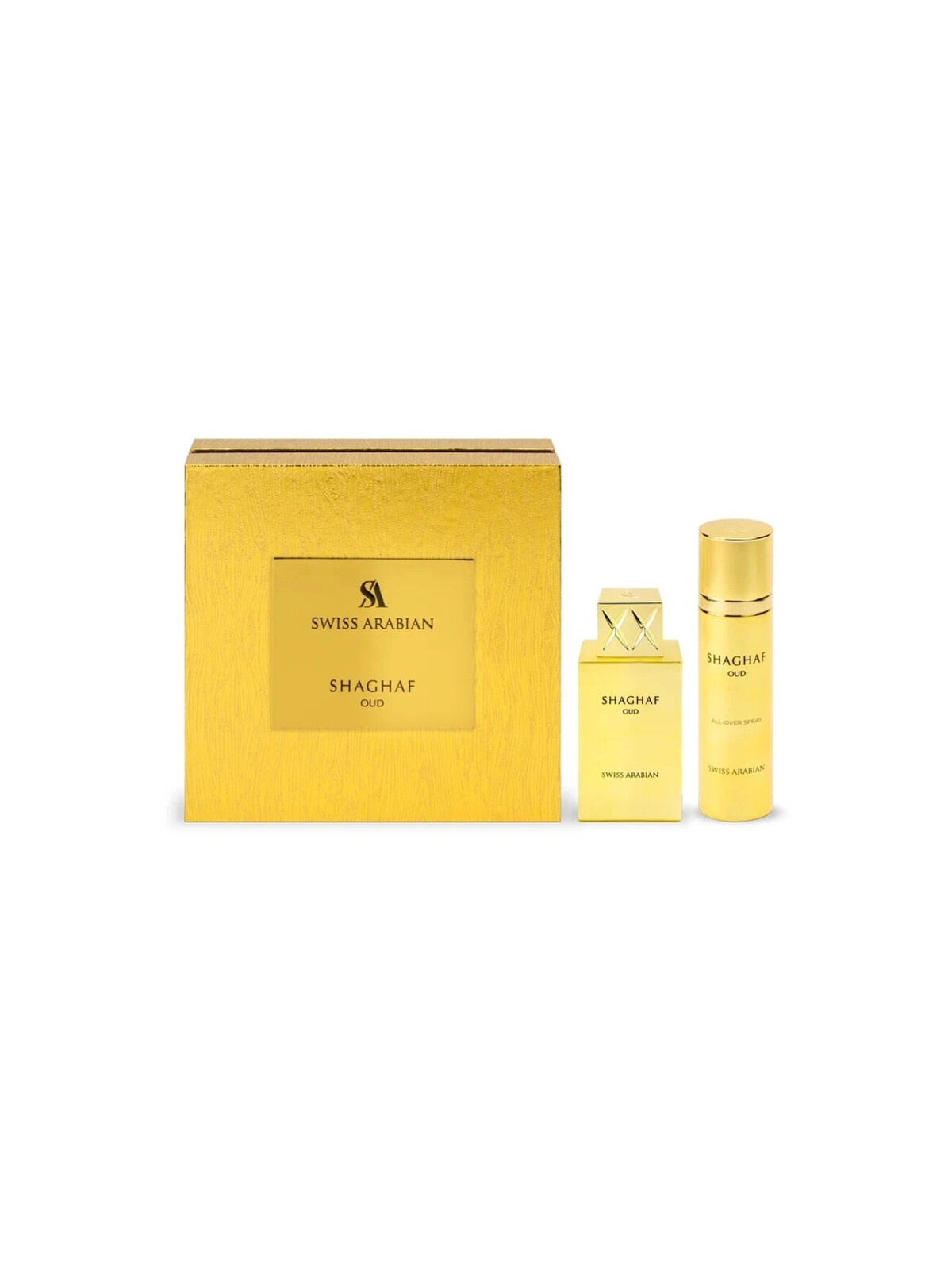 Cofanetto regalo Swiss Arabian Shaghaf Oud, eau de parfum 75ml e spray corpo 75ml unisex