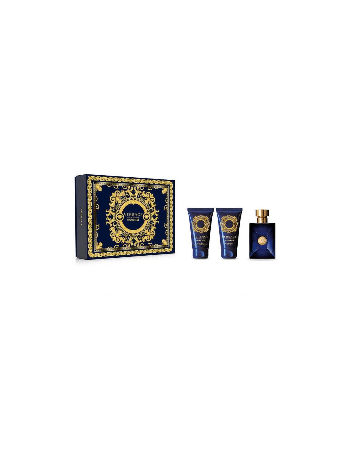 Set regalo Versace Dylan Blue: eau de toilette 50ml, gel doccia Dylan Blue 50ml e balsamo dopobarba Dylan Blue 50ml uomo