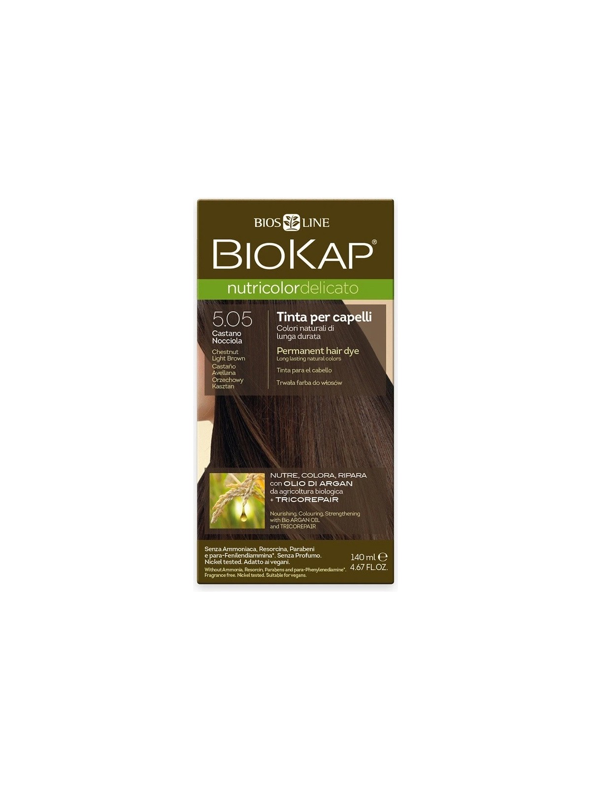 Biokap NUTRICOLOR DELICATO - Tintura per capelli - 5.05 Castano - castano chiaro 140ml unisex