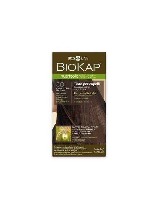 Biokap NUTRICOLOR DELICATO - Tintura per capelli - 5.0 Katanov luce naturale 140ml unisex
