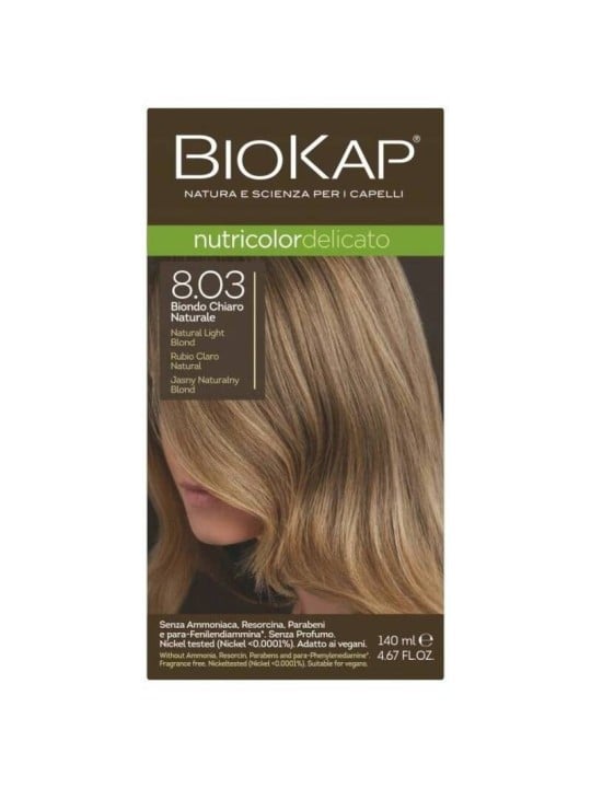 Biokap NUTRICOLOR DELICATO - Tinta per capelli - 8.03 Biondo chiaro naturale 140ml unisex