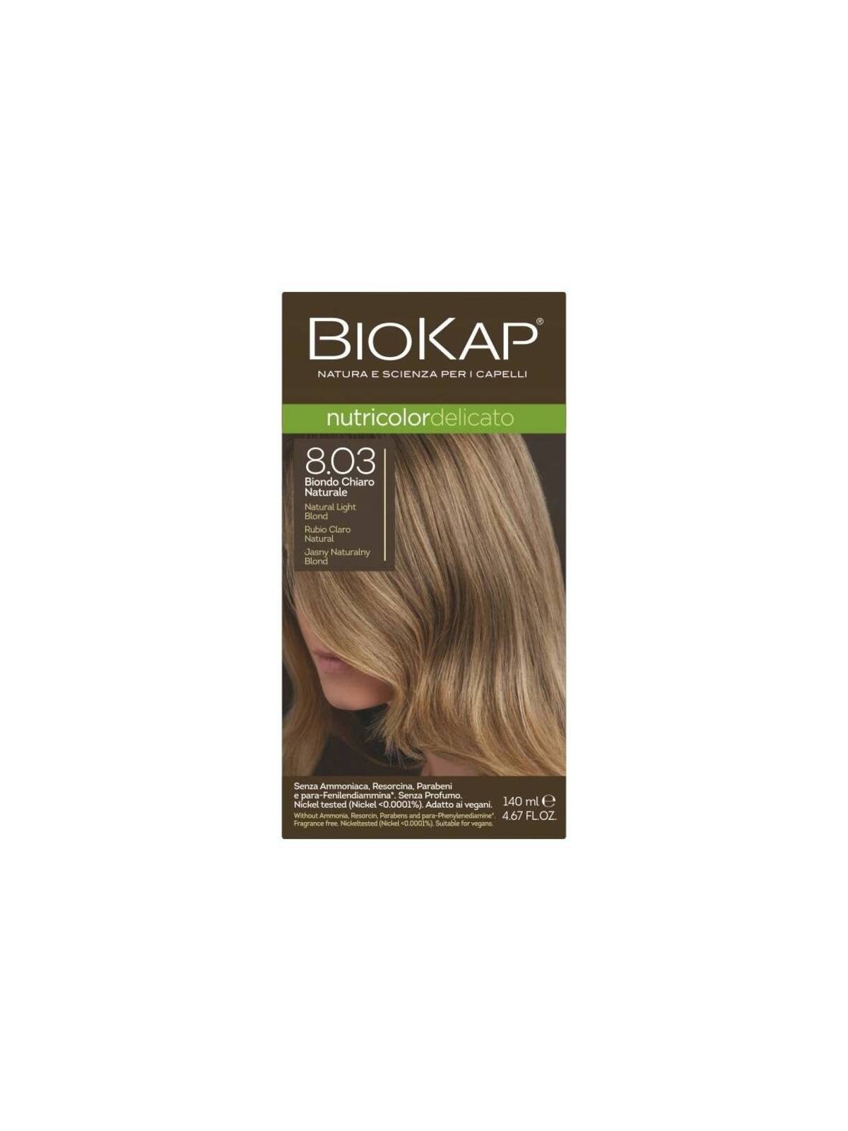 Biokap NUTRICOLOR DELICATO - Tinta per capelli - 8.03 Biondo chiaro naturale 140ml unisex