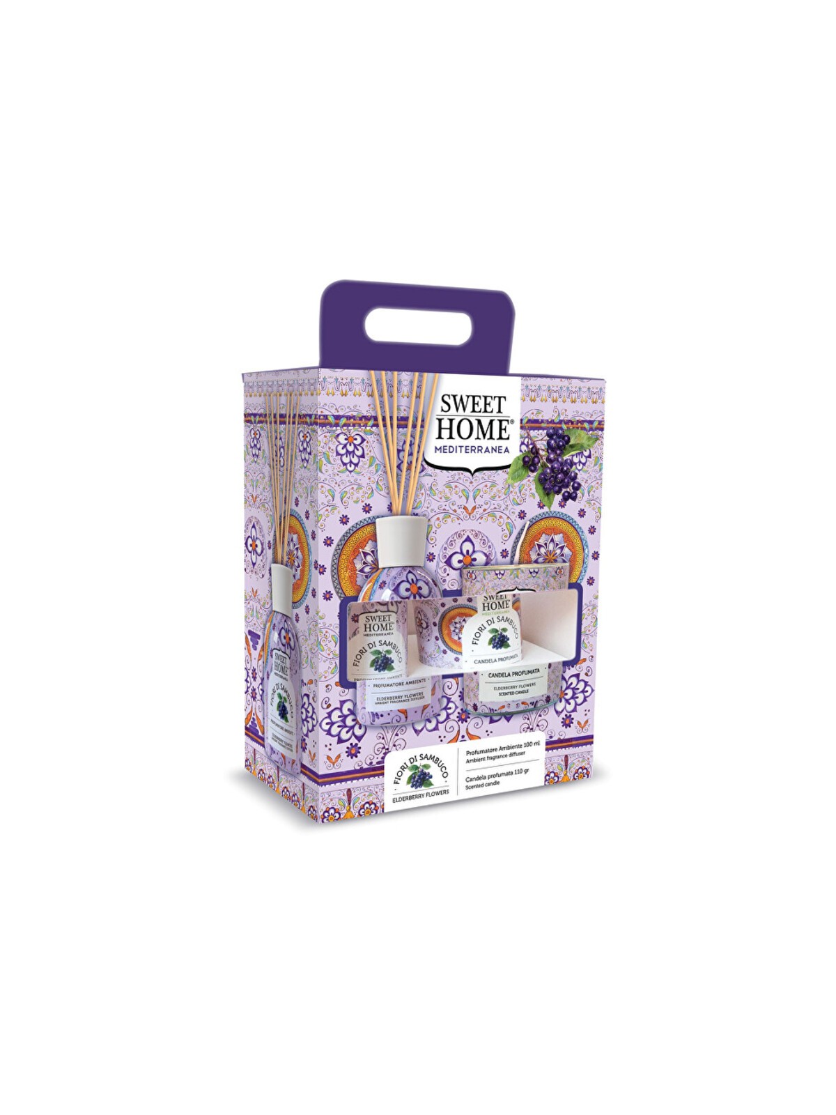 Set regalo Sweet Home Collection con fiori di sambuco - Diffusore di aromi con candela Donna