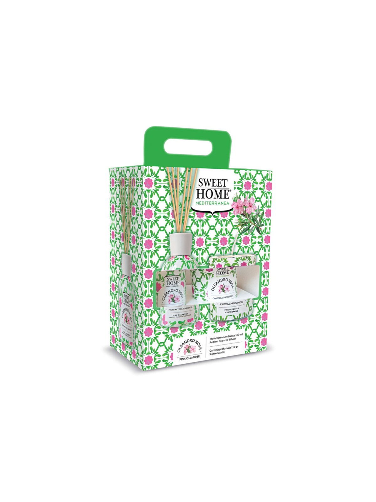 Set Oleandro Rosa Sweet Home Collection - Set regalo con diffusore di aromi e candela Donna