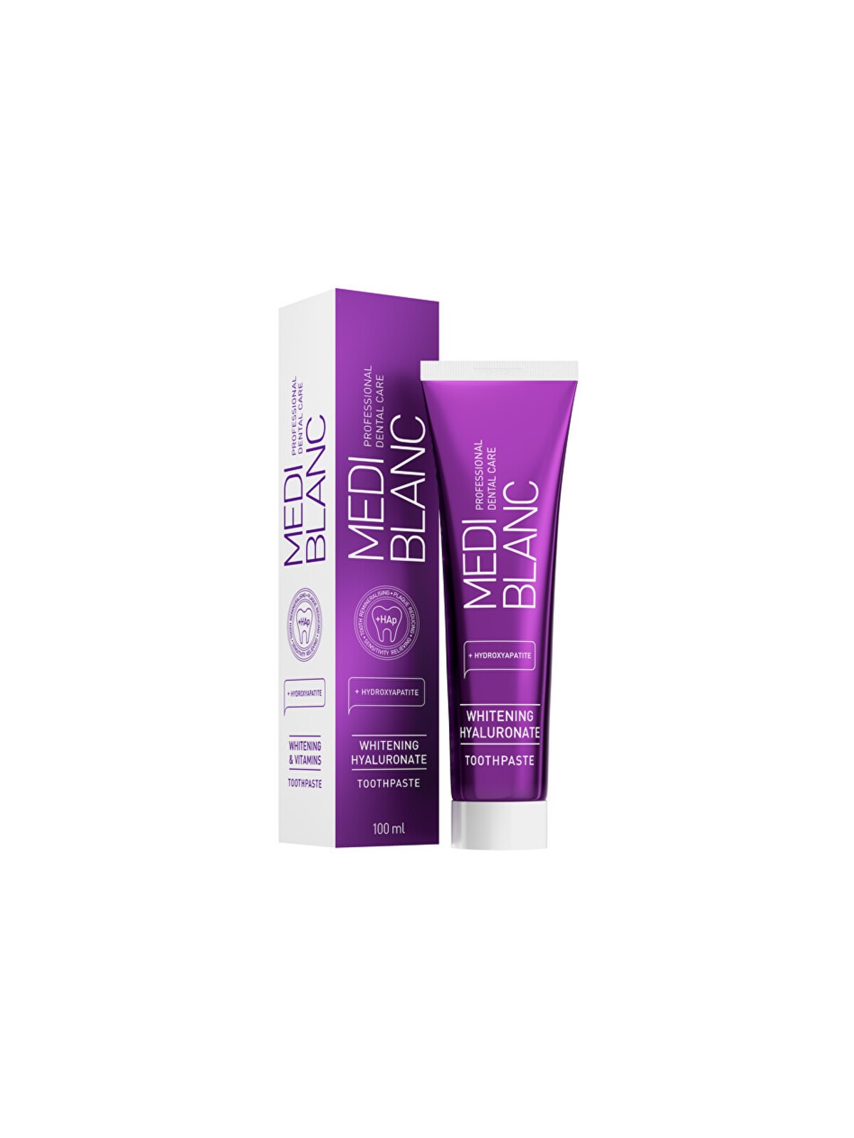 MEDIBLANC Dentifricio Sbiancante all'Ialuronato - Pasta bleulica con ialuronato di sodio 100ml donna